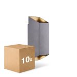 Lot 10x Nordlux Nico Applique Murale Aluminium Anthracite Up & Down | IP54 - Convient pour 2x GU10