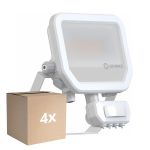 Lot 4x Ledvance Projecteur LED Aluminium Blanc 17W 2400lm 100D - 840 Blanc Froid | IP65 - Détecteur De Mouvement Et De Lumière - Symétrique